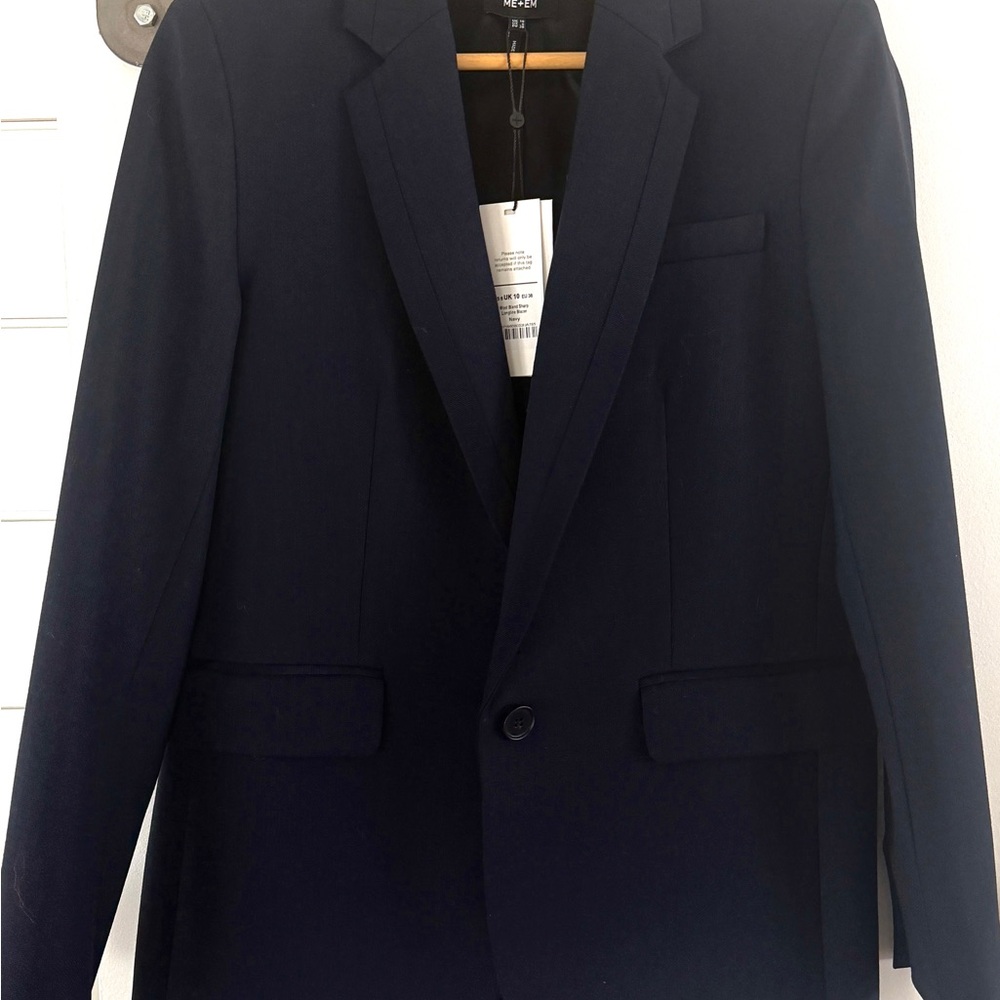 ME+EM Dark Navy Single-Button Blazer